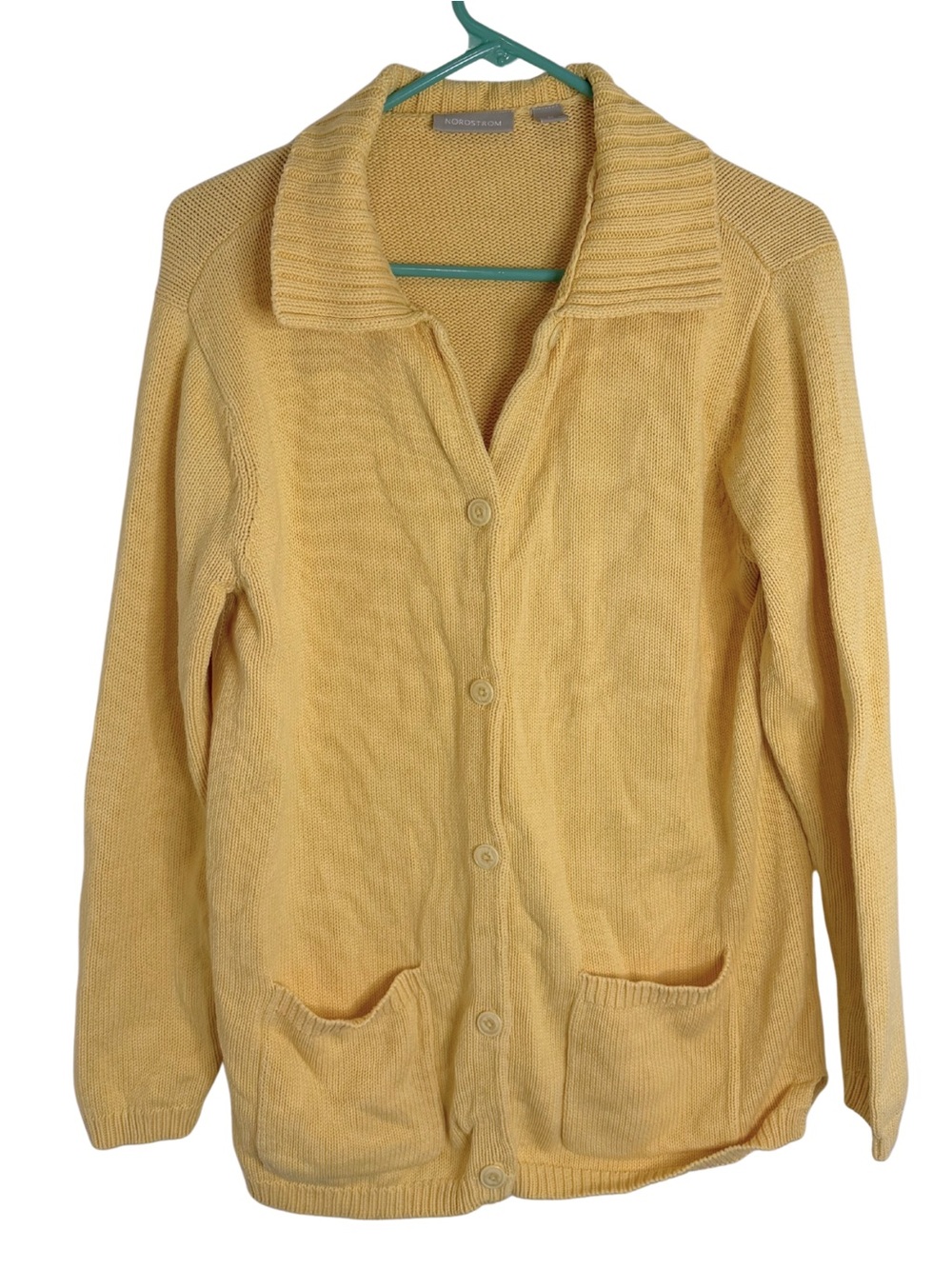 Nordstrom Yellow Long Sleeve Button Down Cardigan Sweater Size Medium